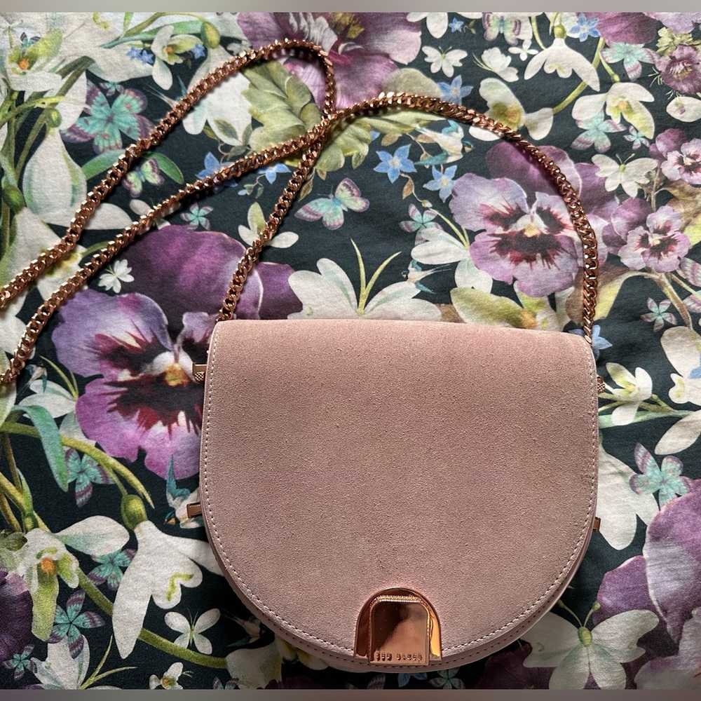 Ted Baker Pink Suede Flap Saddle Bag
